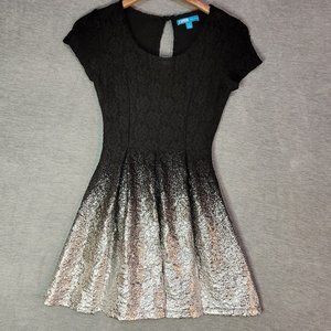 Lamour Nanette Lepore Womens dress small fit and flare skater black silver.